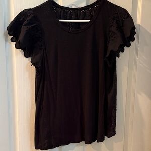 Jennifer Grace Women's Black Ruffled Sleeve Top